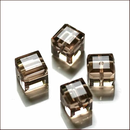 50 Stück/Los Kristallperlen AAA quadratische Form 8 x 8 mm Würfel DIY Modeschmuck Glasperlen für DIY Ohrringe Halskette Armbandherstellung-Silber Champagner-8 x 8 mm 50 Stück von HDJSDB