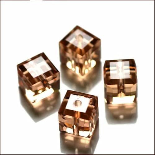 50 Stück/Los Kristallperlen AAA quadratische Form 8 x 8 mm Würfel DIY Modeschmuck Glasperlen für DIY Ohrringe Halskette Armbandherstellung-le peach-8 x 8 mm 50 Stück von HDJSDB