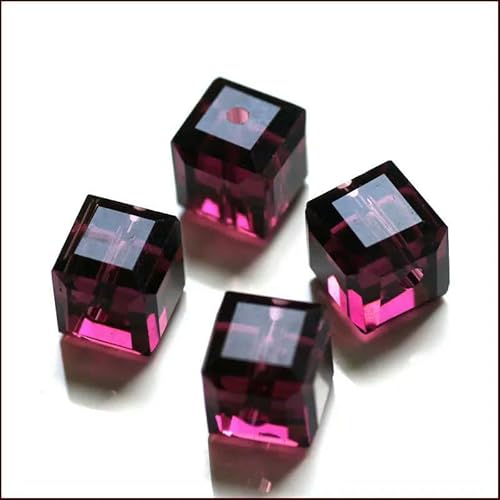 50 Stück/Los Kristallperlen AAA quadratische Form 8 x 8 mm Würfel DIY Modeschmuck Glasperlen für DIY Ohrringe Halskette Armbandherstellung-lila-8 x 8 mm 50 Stück von HDJSDB