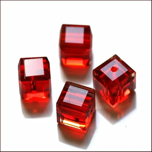 50 Stück/Los Kristallperlen AAA quadratische Form 8 x 8 mm Würfel DIY Modeschmuck Glasperlen für DIY Ohrringe Halskette Armbandherstellung-lt siam-8 x 8 mm 50 Stück von HDJSDB