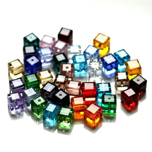 50 Stück/Los Kristallperlen AAA quadratische Form 8 x 8 mm Würfel DIY Modeschmuck Glasperlen für DIY Ohrringe Halskette Armbandherstellung-mehrfarbig-8 x 8 mm 50 Stück von HDJSDB