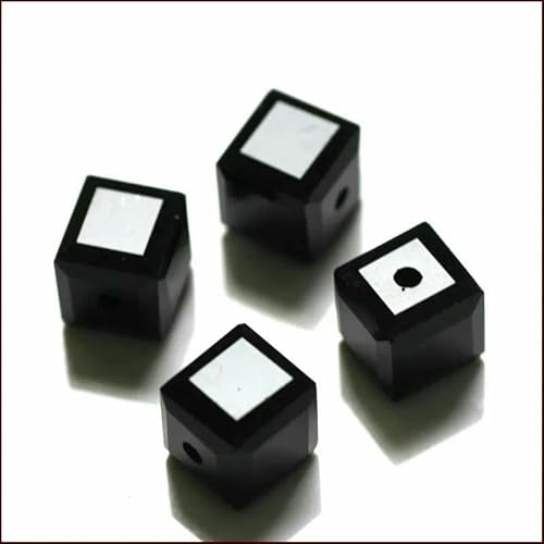 50 Stück/Los Kristallperlen AAA quadratische Form 8 x 8 mm Würfel DIY Modeschmuck Glasperlen für DIY Ohrringe Halskette Armbandherstellung-schwarz-8 x 8 mm 50 Stück von HDJSDB