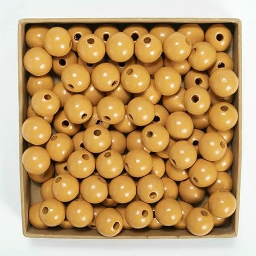 50 Stück 16 mm 0,63 Zoll natürliche Holzperlen, mehrfarbig, rund, zum Selbermachen, Basteln, Holzarmbänder, Halsketten, Schmuckzubehör, Khaki, 16 mm von HDJSDB