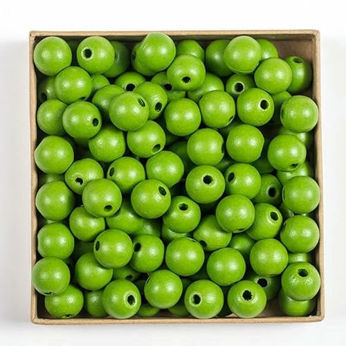 50 Stück 16 mm 0,63 Zoll natürliche Holzperlen, mehrfarbig, rund, zum Selbermachen, Basteln, Holzarmbänder, Halsketten, Schmuckzubehör, grün, 16 mm von HDJSDB