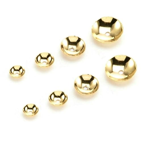 50 Stück 3–10 mm goldfarbene Edelstahl-Perlenkappen, runde Abstandshalterperlen zur Schmuckherstellung, DIY-Komponenten, Zubehör, Großhandel, goldfarben, 4 x 1,2 mm Loch von HDJSDB