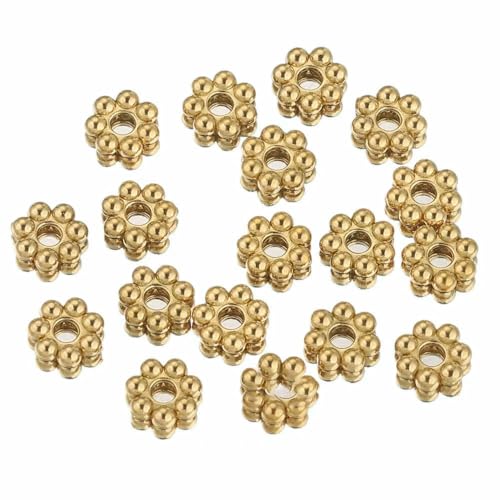 50 Stück Edelstahl-Abstandshalterperlen in Schneeflocken-Blumenform, vergoldet, lose Perlenkappe für DIY-Handarbeiten, Schmuckherstellung, Armband-G6 mm 50 Stück Edelstahl-Abstandshalterperlen in Schneeflocken-Blumenform, vergoldet, lose Perlenkappe für DIY-Handarbeiten, Schmuckherstellung, Armband-G6 mm von HDJSDB