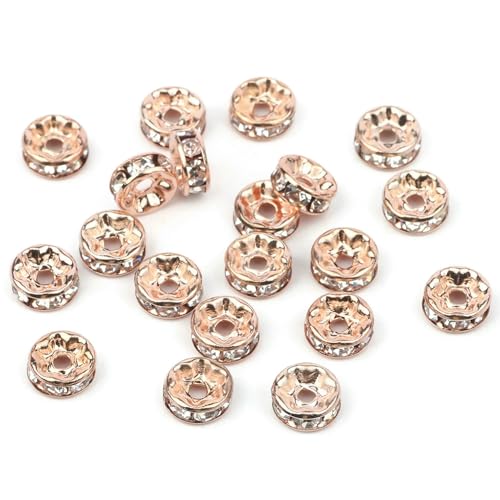 50 Stück mehrfarbige AB-Strasskugeln, Kristall, lose Abstandshalter, runde Perlen für Schmuckherstellung, DIY-Armbandzubehör, 6/8 mm, Rondelle, Roségold, 6 mm 50 Stück mehrfarbige AB-Strasskugeln, Kristall, lose Abstandshalter, runde Perlen für Schmuckherstellung, DIY-Armbandzubehör, 6/8 mm, Rondelle, Roségold, 6 mm von HDJSDB