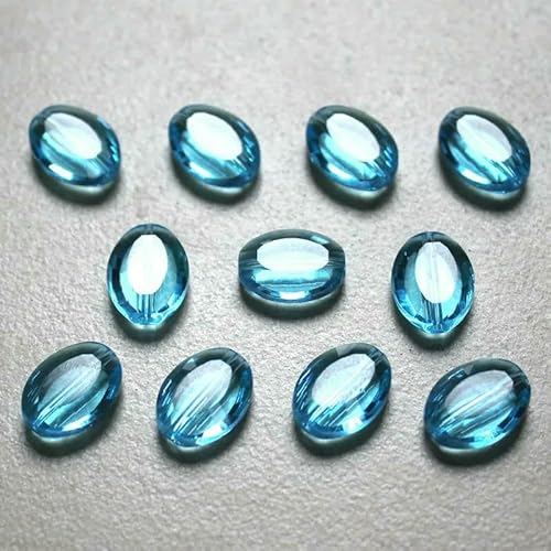 50 Stück ovale österreichische Kristallperlen, blau, 11 x 8 mm, facettiertes Glas, lose Abstandsperlen für die Herstellung von Modeschmuckarmbändern, Aquamarin, 11 x 8 mm, 50 Stück von HDJSDB