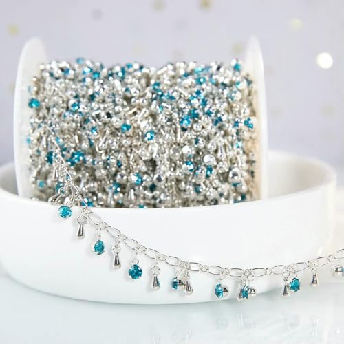 50 cm 100 cm Schmetterlings-Charm-Ketten, blaue Kristallperlen, Kupferkette für Kleidung, Armbänder, Halsketten, Schmuckherstellung, DIY-Zubehör, Goldfarben, Schleife, 1 m von HDJSDB