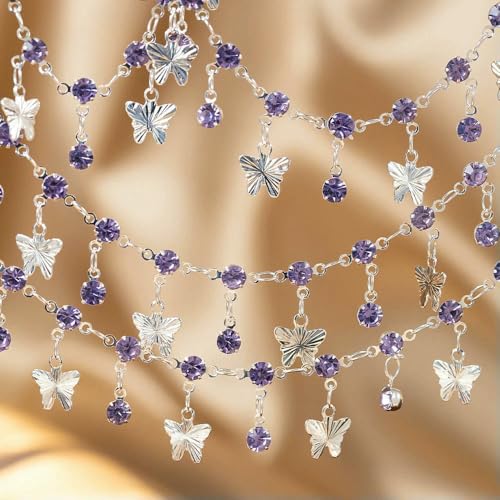 50 cm 100 cm Schmetterlings-Charm-Ketten, blaue Kristallperlen, Kupferkette für Kleidung, Armband, Halskette, Schmuckherstellung, DIY-Zubehör, Lila, 1 m 50 cm 100 cm Schmetterlings-Charm-Ketten, blaue Kristallperlen, Kupferkette für Kleidung, Armband, Halskette, Schmuckherstellung, DIY-Zubehör, Lila, 1 m von HDJSDB