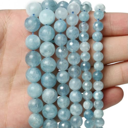 6/8/10 mm Großhandel Naturstein Runde Chalcedon Jade Lose Abstandsperlen für Schmuckherstellung DIY Armbänder Halskette Zubehör-Aquamarin Jade-10 mm 36 Stück Perlen von HDJSDB