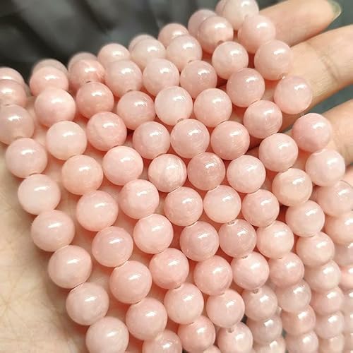6/8/10 mm Großhandel Naturstein Runde Chalcedon Jade Lose Abstandsperlen für Schmuckherstellung DIY Armbänder Halsketten Zubehör-Rosa Mihuang Jade-8 mm 46 Stück Perlen von HDJSDB