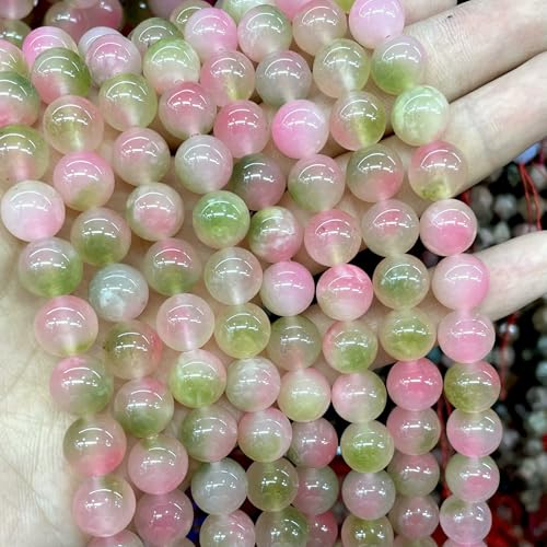6 8 10 12 14,0 mm Naturstein Rosa Grün Chalcedon Jade Spacer Runde Perlen für Schmuckherstellung DIY Armband Halskette Zubehör-12 mm 30 Stück Perlen von HDJSDB