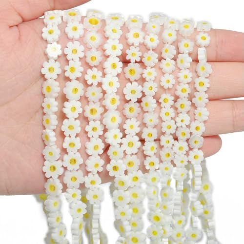 6 8 mm mehrfarbige Blumen-Lampwork-Glasperlen, glasierte Perlen zur Schmuckherstellung, DIY-Armband, Halskette, handgefertigtes Zubehör, Farbe 13 – 8 x 3,0 mm, ca. 50 Stück von HDJSDB
