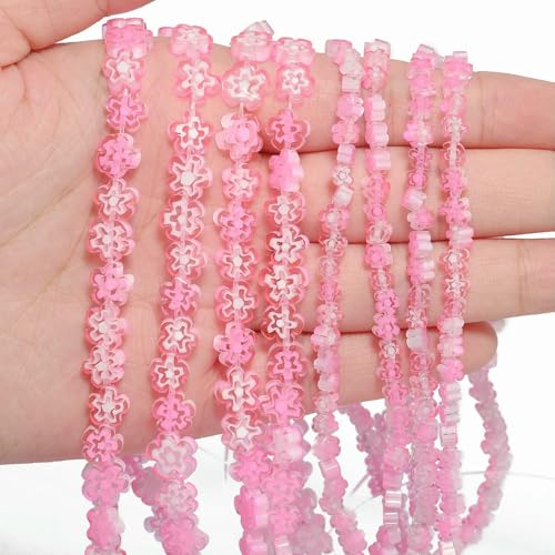 6 8 mm mehrfarbige Blumen-Lampwork-Glasperlen, glasierte Perlen zur Schmuckherstellung, DIY-Armband, Halskette, handgefertigtes Zubehör, Farbe 23, 4 x 3,0 mm, ca. 95 Stück von HDJSDB