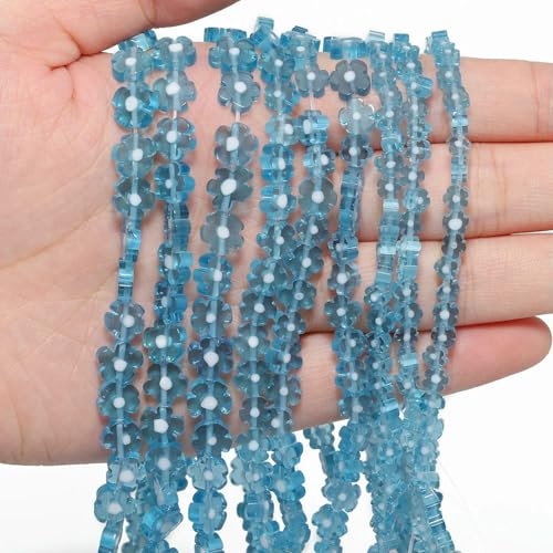 6 8 mm mehrfarbige Blumen-Lampwork-Glasperlen, glasierte Perlen zur Schmuckherstellung, DIY-Armband, Halskette, handgefertigtes Zubehör, Farbe 7–4 x 3,0 mm, ca. 95 Stück von HDJSDB