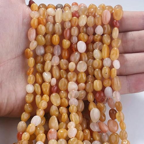 6–8 mm natürliche Amethyst-Nugget-Perlen, kleine unregelmäßige Edelstein-Chips, Perlen zur Schmuckherstellung, DIY-Armband, Halskettenzubehör – 107 Goldfaden Jade – 38 cm, 1 Strang von HDJSDB