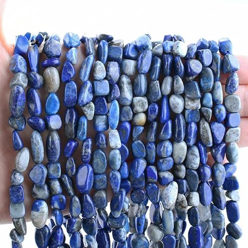 6–8 mm natürliche Amethyst-Nugget-Perlen, kleine unregelmäßige Edelstein-Chips, Perlen zur Schmuckherstellung, DIY-Armband, Halskettenzubehör – 118 Lapislazuli – 38 cm, 1 Strang von HDJSDB