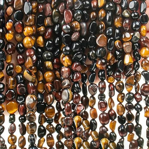 6–8 mm natürliche Amethyst-Nugget-Perlen, kleine unregelmäßige Edelstein-Chips, Perlen zur Schmuckherstellung, DIY-Armband, Halskettenzubehör – 61 Mix Tigerauge – 38 cm, 1 Strang von HDJSDB