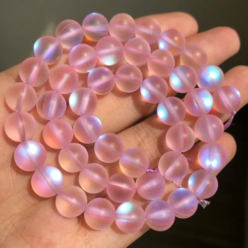 6 mm 8 mm Naturstein Rosenquarz Rosa Kristall Katzenauge Howlith Jade Runde lose Perlen für Schmuckherstellung DIY Armband Großhandel-Frostkristall-6 mm ca. 61 Stück von HDJSDB