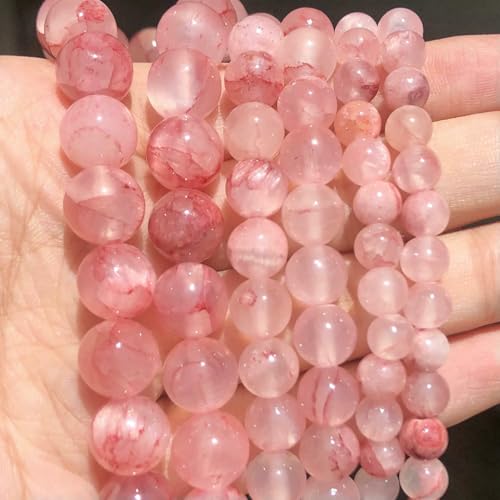 6 mm 8 mm Naturstein Rosenquarz Rosa Kristall Katzenauge Howlith Jade Runde lose Perlen für Schmuckherstellung DIY Armband Großhandel-Huaqing Jade-6 mm ca. 61 Stück von HDJSDB