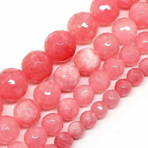 6 mm 8 mm Naturstein Rosenquarz Rosa Kristall Katzenauge Howlith Jade Runde lose Perlen für Schmuckherstellung DIY Armband Großhandel - facettierter Chalcedon - 8 mm ca. 46 Stück von HDJSDB