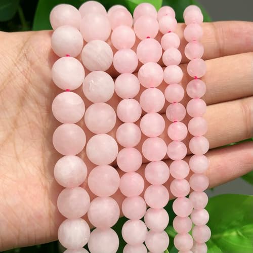6 mm 8 mm Naturstein Rosenquarz Rosa Kristall Katzenauge Howlith Jade Runde lose Perlen für Schmuckherstellung DIY Armband Großhandel - matter Rosenquarz - 8 mm ca. 46 Stück von HDJSDB