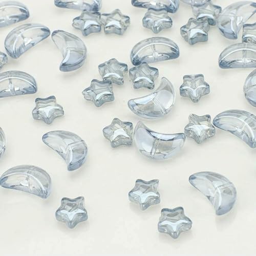 60 Stück gemischte Kristallglas-Anhänger mit Sternen und Mond, lose Perlen, Basteln für die Herstellung von Schmuck, handgefertigt, für Ohrringe und Halsketten, Zubehör – 113QLH 60 Stück gemischte Kristallglas-Anhänger mit Sternen und Mond, lose Perlen, Basteln für die Herstellung von Schmuck, handgefertigt, für Ohrringe und Halsketten, Zubehör – 113QLH von HDJSDB