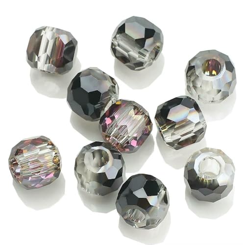 8/10/12/14,0 mm, tschechische Glasperlen, facettiert, Kristall, rund, großes Loch, für DIY-Schmuckherstellung, Accessoire, Handarbeiten, Halbschwarz-Lila, 12 mm, 20 Stück 8/10/12/14,0 mm, tschechische Glasperlen, facettiert, Kristall, rund, großes Loch, für DIY-Schmuckherstellung, Accessoire, Handarbeiten, Halbschwarz-Lila, 12 mm, 20 Stück von HDJSDB