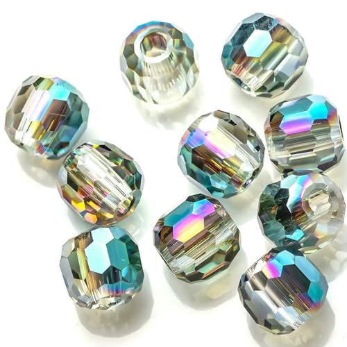 8/10/12/14,0 mm, tschechische Glasperlen, facettierte Kristalle, runde Kugeln, großes Loch, für die Herstellung von Schmuck, Accessoires, Handarbeiten, AD-0163, 10 mm, 30 Stück 8/10/12/14,0 mm, tschechische Glasperlen, facettierte Kristalle, runde Kugeln, großes Loch, für die Herstellung von Schmuck, Accessoires, Handarbeiten, AD-0163, 10 mm, 30 Stück von HDJSDB
