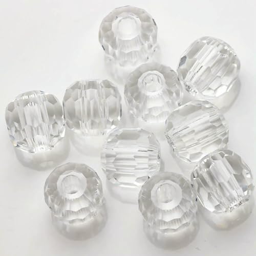 8/10/12/14,0 mm, tschechische Glasperlen, facettierte Kristalle, runde Kugeln, großes Loch, für die Herstellung von Schmuck, Accessoires, Handarbeiten, Weiß, 14,0 mm, 10 Stück 8/10/12/14,0 mm, tschechische Glasperlen, facettierte Kristalle, runde Kugeln, großes Loch, für die Herstellung von Schmuck, Accessoires, Handarbeiten, Weiß, 14,0 mm, 10 Stück von HDJSDB