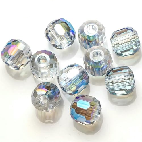 8/10/12/14,0 mm, tschechische Glasperlen mit facettiertem Kristall, rund, großes Loch, für DIY-Schmuckherstellung, Zubehör, Handarbeiten, durchscheinend blau, 10 mm, 30 Stück 8/10/12/14,0 mm, tschechische Glasperlen mit facettiertem Kristall, rund, großes Loch, für DIY-Schmuckherstellung, Zubehör, Handarbeiten, durchscheinend blau, 10 mm, 30 Stück von HDJSDB