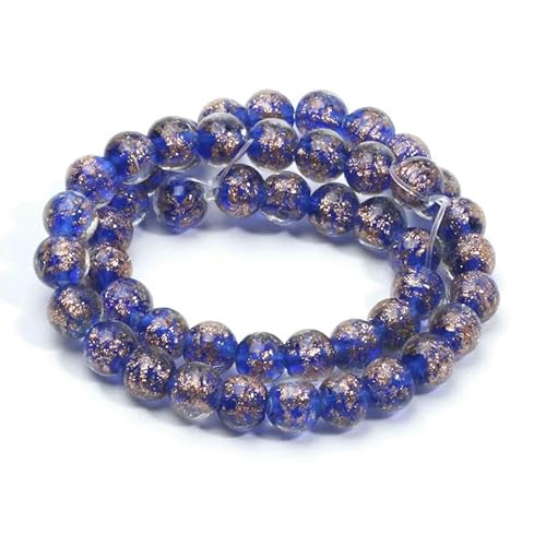 8 10 mm mehrfarbige runde Glasperlen, Goldsand, Murano-Lampwork-Perlen zur Schmuckherstellung, DIY-Armband, Halskette, Bastelzubehör, C06147, 8 mm, 10 Stück von HDJSDB