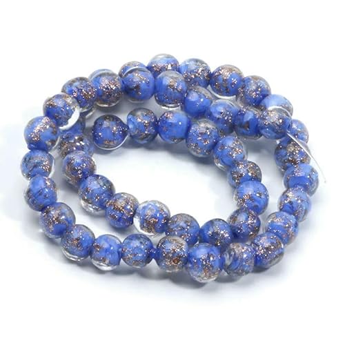 8 10 mm mehrfarbige runde Glasperlen, Goldsand, Murano-Lampwork-Perlen zur Schmuckherstellung, DIY-Armband, Halskette, Bastelzubehör, C06148, 10 mm, 10 Stück von HDJSDB