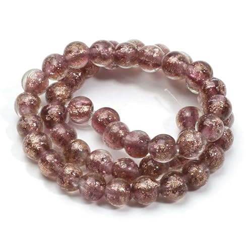 8 10 mm mehrfarbige runde Glasperlen, Goldsand, Murano-Lampwork-Perlen zur Schmuckherstellung, DIY-Armband, Halskette, Bastelzubehör, C06150, 8 mm, 10 Stück von HDJSDB