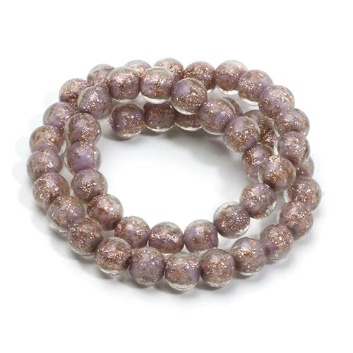 8 10 mm mehrfarbige runde Glasperlen, Goldsand, Murano-Lampwork-Perlen zur Schmuckherstellung, DIY-Armband, Halskette, Bastelzubehör, C06151, 8 mm, 10 Stück von HDJSDB