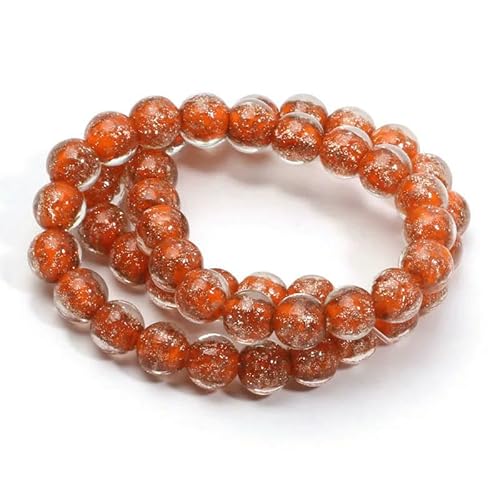 8 10 mm mehrfarbige runde Glasperlen, Goldsand, Murano-Lampwork-Perlen zur Schmuckherstellung, DIY-Armband, Halskette, Bastelzubehör, C06153, 10 mm, 10 Stück von HDJSDB