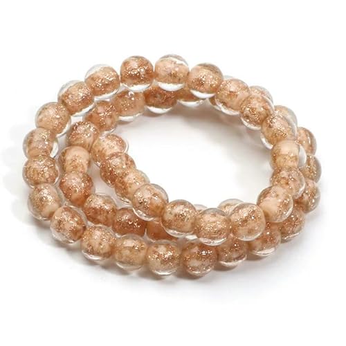 8 10 mm mehrfarbige runde Glasperlen, Goldsand, Murano-Lampwork-Perlen zur Schmuckherstellung, DIY-Armband, Halskette, Bastelzubehör, C06154, 10 mm, 10 Stück von HDJSDB