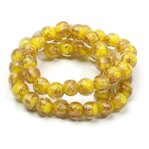8 10 mm mehrfarbige runde Glasperlen, Goldsand, Murano-Lampwork-Perlen zur Schmuckherstellung, DIY-Armband, Halskette, Bastelzubehör, C06156, 10 mm, 10 Stück von HDJSDB