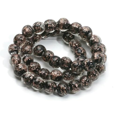 8 10 mm mehrfarbige runde Glasperlen, Goldsand, Murano-Lampwork-Perlen zur Schmuckherstellung, DIY-Armband, Halskette, Bastelzubehör, C06161, 10 mm, 10 Stück von HDJSDB