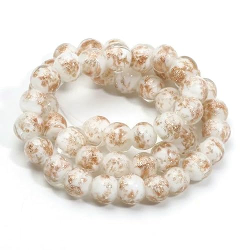 8 10 mm mehrfarbige runde Glasperlen, Goldsand, Murano-Lampwork-Perlen zur Schmuckherstellung, DIY-Armband, Halskette, Bastelzubehör, C06162, 10 mm, 10 Stück von HDJSDB