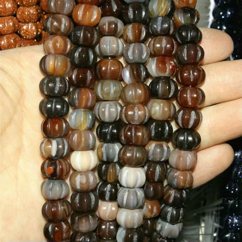 8~14,0 mm natürlicher Halbedelstein, bunter Kristall, Tigerauge, kürbisförmige lose Perlen, Schmuckherstellung, DIY-Armband, Halskette, 15"-12-8x12mm, 20 Stück Perlen von HDJSDB