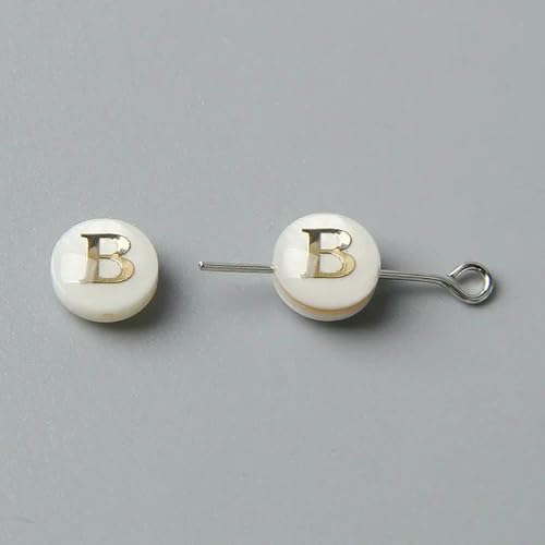 8 mm natürliche Muschelperlen mit 26 Buchstaben, verschiedene Muster, Alphabet, runde Muschelperlen zur Schmuckherstellung, DIY-Halskette, Stil 2 B, 5 Stück von HDJSDB