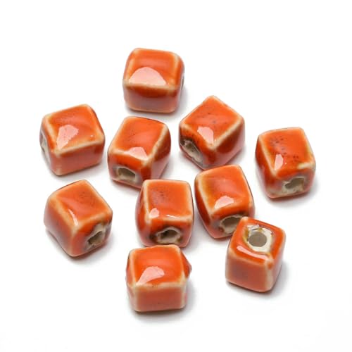8 mm quadratische Keramikperlen, Würfel, modisches Porzellan, handgefertigte Abstandsperlen für die Schmuckherstellung, DIY-Strandarmband-Zubehör, 10 Stück, orange, 8 mm, 10 Stück 8 mm quadratische Keramikperlen, Würfel, modisches Porzellan, handgefertigte Abstandsperlen für die Schmuckherstellung, DIY-Strandarmband-Zubehör, 10 Stück, orange, 8 mm, 10 Stück von HDJSDB