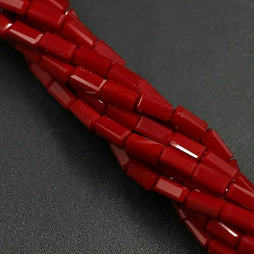 80 Stück/Los 3 x 6 mm österreichische Glasperlen, rechteckige Kristallröhre, Abstandshalter, Schmuckzubehör, Perlen für die DIY-Armbandherstellung, rotes Porzellan von HDJSDB