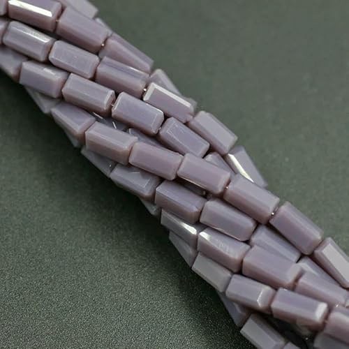 80 Stück/Los 3 x 6 mm österreichische Glasperlen, rechteckige Kristallröhre, Abstandshalter, Schmuckzubehör, Perlen für die DIY-Herstellung von Armbändern, lila Porzellan von HDJSDB