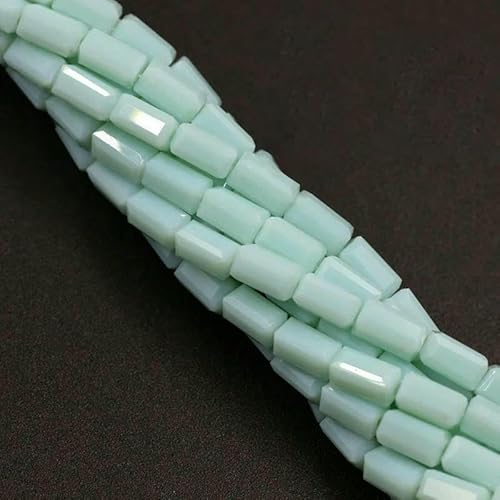 80 Stück/Los 3 x 6 mm österreichische Glasperlen, rechteckige Kristallröhre, Abstandshalter, Schmuckzubehör, Perlen für die Herstellung von Armbändern, LT, himmelblaues Porzellan von HDJSDB