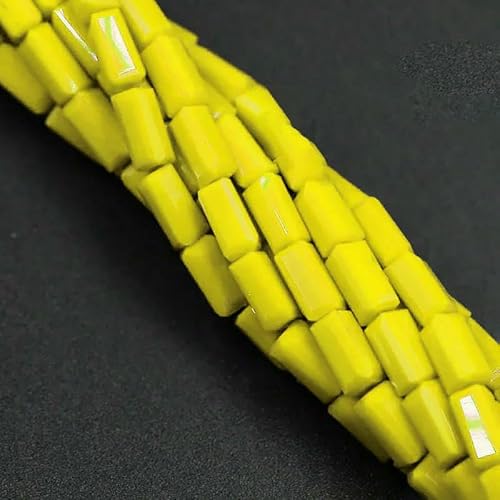 80 Stück/Los 3 x 6 mm österreichische Glasperlen, rechteckige Kristallröhre, Abstandshalter, Schmuckzubehör, Perlen für die Herstellung von Armbändern, gelbes Porzellan von HDJSDB