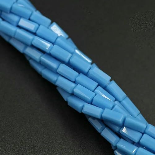 80 Stück/Los 3 x 6 mm österreichische Glasperlen, rechteckige Kristallröhre, Abstandshalter, Schmuckzubehör, Perlen für die Herstellung von Armbändern, himmelblaues Porzellan von HDJSDB