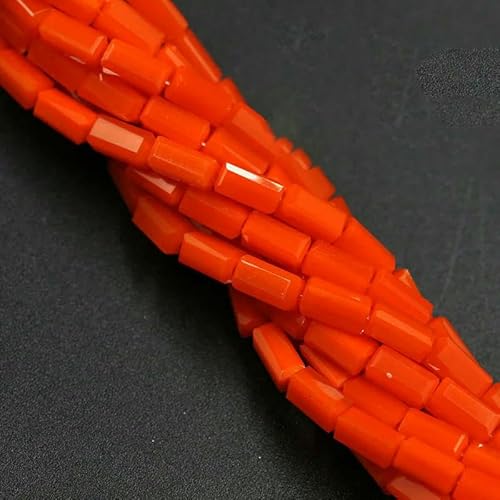 80 Stück/Los 3 x 6 mm österreichische Glasperlen, rechteckige Kristallröhre, Abstandshalter, Schmuckzubehör, Perlen für die Herstellung von Armbändern, orangefarbenes Porzellan von HDJSDB